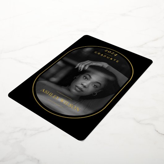 Elegante Luxe Foto Afstuderen Folie Aankondiging (Gedraaid)