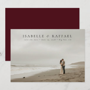 Elegante luxe foto Maroon rode bruiloft Save The Date