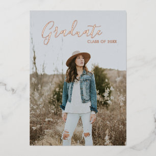 Elegante Luxe Foto Rose Goud Afgestudeerde Folie Uitnodiging