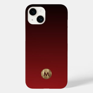 Elegante luxe geborsteld gouden monogram rood Case-Mate iPhone 14 hoesje