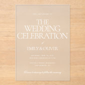 Elegante luxe gepersonaliseerde witte tekst bruilo acryl uitnodigingen (Voorkant)