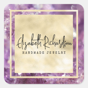 Elegante luxe Glam Boho Amethist Crystal Boutique Vierkante Sticker