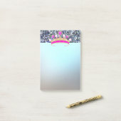 Elegante luxe glanzende blauwe glitters, tiara post-it® notes (Op bureau)