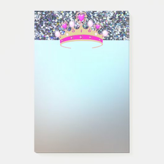 Elegante luxe glanzende blauwe glitters, tiara post-it® notes (Voorkant)