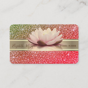 Elegante luxe glitter, gouden streep, lotus ombre  visitekaartje