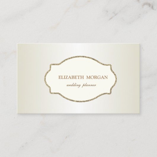 Elegante luxe glitters gouden frame visitekaartje (Voorkant)