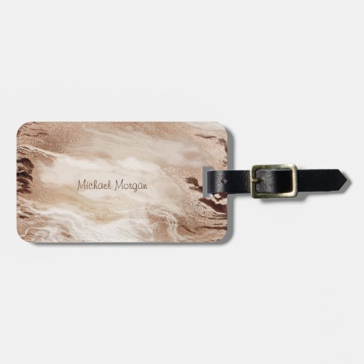 Elegante luxe glitters marmer bagagelabel (Voorkant horizontaal)