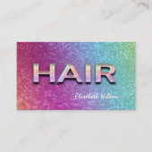 Elegante luxe glittery kleurrijk HAAR holografisch Visitekaartje (Voorkant)