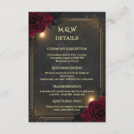 Elegante Luxe Goth Glam Bruiloft Informatiekaartje