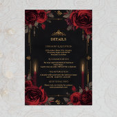 Elegante Luxe Goth Glam Bruiloft Informatiekaartje
