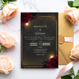 Elegante Luxe Goth Glam Bruiloft Kaart