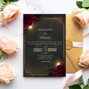Elegante Luxe Goth Glam Bruiloft Kaart