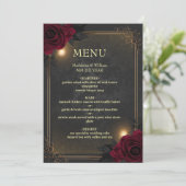 Elegante luxe goth glamour bruiloft menu (Staand voorkant)