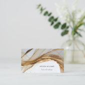 Elegante luxe goud 3D abstract | QR-code Visitekaartje (Staand voorkant)