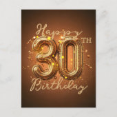 Elegante Luxe Goud Bruin 30e Verjaardag Briefkaart (Voorkant)