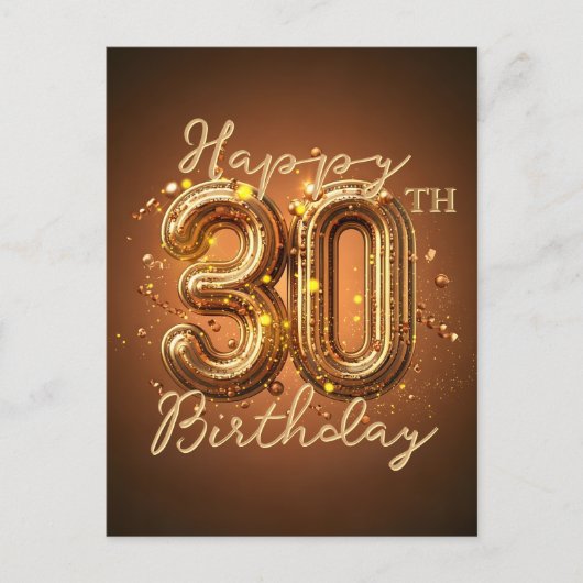 Elegante Luxe Goud Bruin 30e Verjaardag Briefkaart (Voorkant)