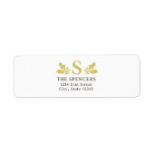 Elegante luxe goud folie monogram kerst etiket (Voorkant)