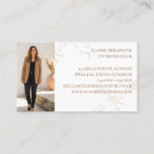 Elegante luxe goud marmer script monogram foto's visitekaartje (Achterkant)