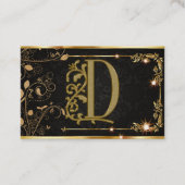 Elegante Luxe Goud Zwart Monogram Visitekaartje (Voorkant)