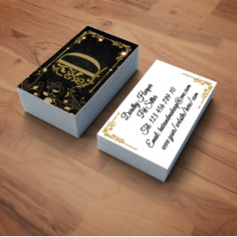 Elegante Luxe Goud Zwart Monogram Visitekaartje