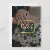 Elegante Luxe Goud & Zwart Overlay Foto Bruiloft Kaart (Achterkant)