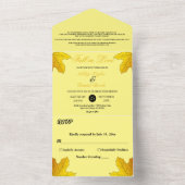 Elegante luxe gouden bladeren Herfst bloemenbruilo All In One Uitnodiging (Binnen)