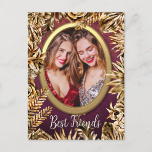 Elegante luxe gouden bloemen voeg uw foto aanpasse briefkaart