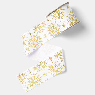Elegante Luxe Gouden Bloemrijke Mandala Patroon Grosgrain Lint