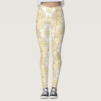 Elegante Luxe Gouden Bloemrijke Mandala Patroon Leggings