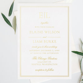 Elegante Luxe Gouden Calligrafie Moderne Trouw Foi Folie Uitnodiging
