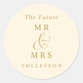 Elegante luxe gouden crème bruiloft envelop ronde sticker