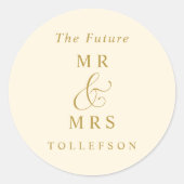 Elegante luxe gouden crème bruiloft envelop ronde sticker (Voorkant)