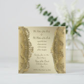 Elegante luxe gouden damast bruiloft uitnodigingen (Staand voorkant)
