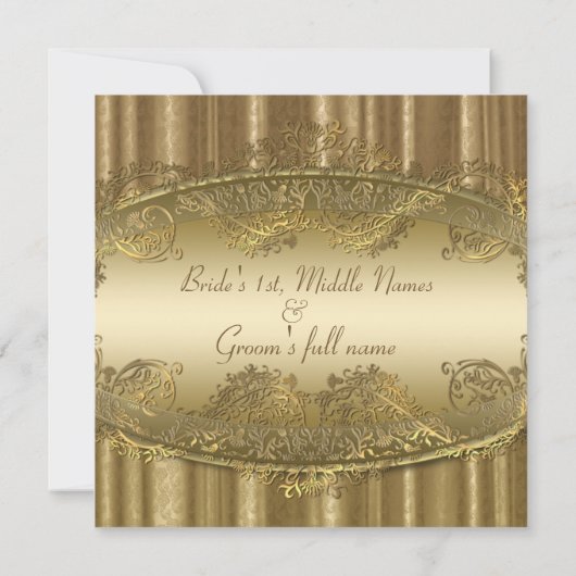 Elegante luxe gouden damast bruiloft uitnodigingen (Achterkant)