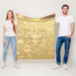 Elegante Luxe Gouden Damast Heren en Dames Trend Fleece Deken