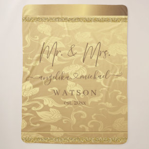 Elegante luxe gouden damast Mr. en Mrs. trendy Sherpa Deken