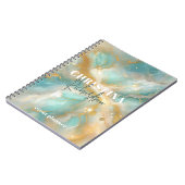 Elegante luxe gouden glitter aquamarijn marmer notitieboek (Linkerzijde)