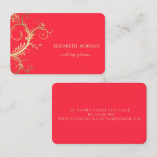 Elegante luxe gouden krullen rood visitekaartje