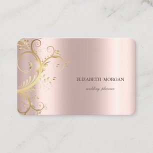 Elegante luxe gouden krullen roze goud  visitekaartje