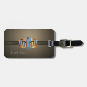 Elegante Luxe Gouden Lotus,Gestreepte Bagagelabel