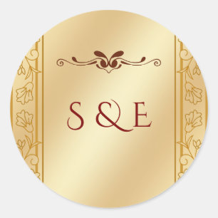 Elegante luxe gouden metalen trouwsticker ronde sticker