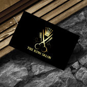 Elegante Luxe Gouden Schaar & Zwart Haar Stylist Visitekaartje