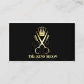 Elegante Luxe Gouden Schaar & Zwart Haar Stylist Visitekaartje (Voorkant)