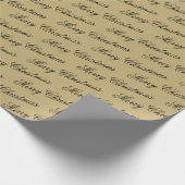 Elegante luxe gouden script vrolijke kerst cadeaupapier (Hoek)