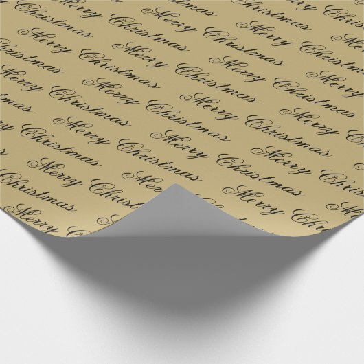 Elegante luxe gouden script vrolijke kerst cadeaupapier (Hoek)