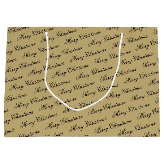 Elegante luxe gouden script vrolijke kerst groot cadeauzakje (Voorkant)
