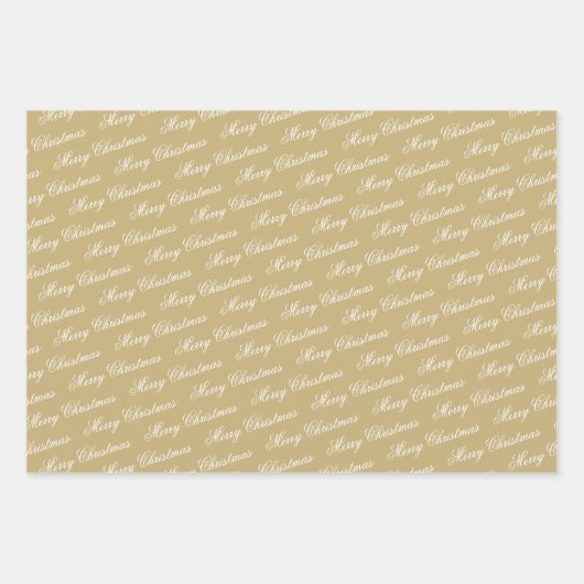 Elegante luxe gouden script vrolijke kerst inpakpapier vel (Voorkant 3)
