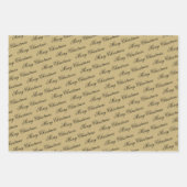 Elegante luxe gouden script vrolijke kerst inpakpapier vel (Voorkant)