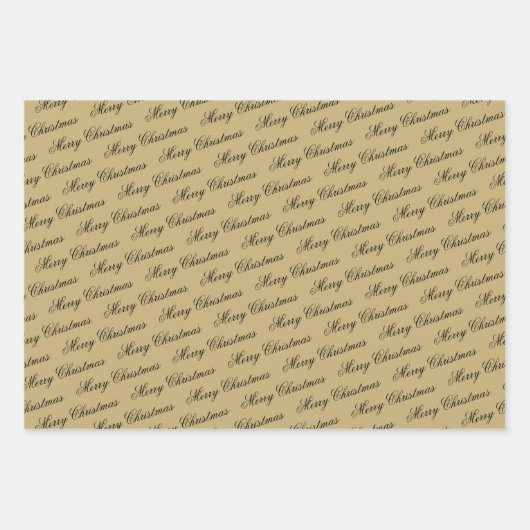 Elegante luxe gouden script vrolijke kerst inpakpapier vel (Voorkant)