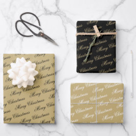 Elegante luxe gouden script vrolijke kerst inpakpapier vel